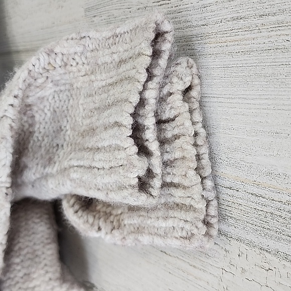 LOFT oatmeal cream wool blend shawl blanket collar open cardigan Size Small FLAW - Picture 8 of 8